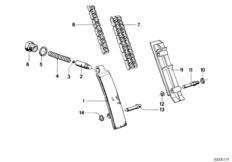 Mechanizm ster.-łańcuch sterujący (11_3049) dla BMW 7' E23 733i Lim USA