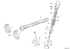 Sterowanie zaworów-wałek rozrządu/Smar. (11_4327) dla BMW 3' E30 318i 4-d USA