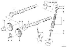 Sterowanie zaworów-wałek rozrządu/Smar. (11_1088) dla BMW 3' E30 M3 Cab ECE
