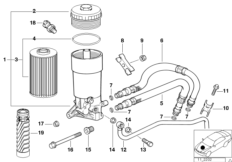 Dopływ oleju-filtr oleju (11_1090) dla BMW 5' E34 530i Lim USA