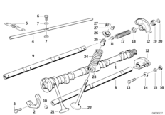 Sterowanie zaworów-wałek rozrządu/Smar. (11_1183) dla BMW 3' E30 318i 4-d USA