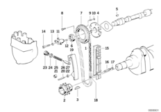 Mechanizm ster.-łańcuch sterujący (11_4621) dla BMW 7' E32 735i Lim USA