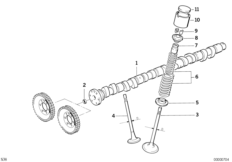 Sterowanie zaworów-wałek rozrządu/Smar. (11_1266) dla BMW 5' E34 M5 3.6 Lim USA