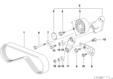 Napęd pasowy sprężarki klimatyzacji (11_4893) dla BMW 8' E31 840Ci Cou ECE