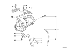 Turbosprężarka ze smarowaniem (11_1465) dla BMW 3' E36 318tds Lim ECE
