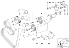 Napęd pasowy pompy wody/prądnicy (11_1529) dla BMW 5' E39 540i Lim ECE