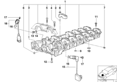 Głowica cylindrów/obudowa pośrednia (11_6118) dla BMW 3' E36 M3 3.2 Cab ECE