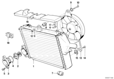 Radiator - thermostat/fan (17_0625) dla BMW K 100 83 (0501,0511) USA