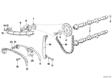 Sterowanie zaworów-wałek rozrządu/Łańc. (11_1774) dla BMW K 75 S (0563,0572) USA