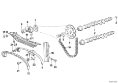Sterowanie zaworów-wałek rozrządu/Łańc. (11_4689) dla BMW K 100 RS (0523,0533) USA