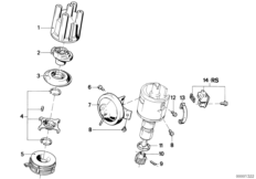 Elementy pojedyn. rozdzielacza zapłonu (12_0113) dla BMW 3' E30 318i 4-d USA