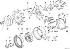 Elementy pojedyncze prądnicy 80A (12_0445) dla BMW 5' E34 525i Lim USA