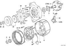 Elementy pojedyncze prądnicy 80A (12_0560) dla BMW 3' E30 320i 4-d ECE
