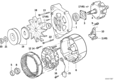 Elementy pojedyncze prądnicy 90A (12_0561) dla BMW 3' E30 323i 4-d ECE