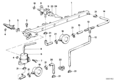 Zawory i przewody instalacji wtryskowej (13_0233) dla BMW 3' E30 320i 4-d ZA