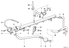 Zawory i przewody instalacji wtryskowej (13_0256) dla BMW 6' E24 M635CSi Cou ECE