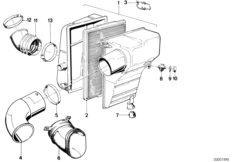 Tłumik szmerów ssania/wkład filtra (13_0567) dla BMW 3' E30 318i 2-d ECE