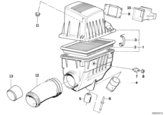 Tłumik szmerów ssania/wkład filtra (13_1335) dla BMW 3' E30 316i 4-d ECE