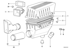 Tłumik szmerów ssania/wkład filtra (13_1706) dla BMW 3' E36 316i Cou ECE