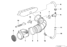 Przepływomierz powietrza (13_1433) dla BMW 5' E34 520i Lim ECE