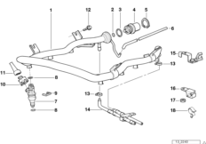 Zawory i przewody instalacji wtryskowej (13_0385) dla BMW 5' E39 540i Tou ECE