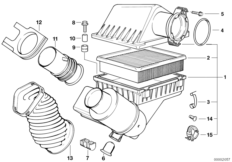 Tłumik szmerów ssania/wkład filtra (13_1385) dla BMW 7' E32 740i Lim ECE