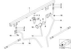 Zawory i przewody instalacji wtryskowej (13_1723) dla BMW 3' E36 M3 3.2 Cou ECE