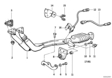 Katalizator/Przednia część tłumika (18_0173) dla BMW 3' E30 325e 4-d USA