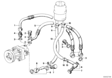 Hydr. układ kier./przewody oleju (32_0186) dla BMW 3' E30 325i 4-d USA