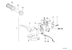 Handbrake control assembly (32_0798) dla BMW G 650 Xmoto (0167,0197) ECE