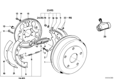 Hamulec tylnego koła-hamulec bębnowy (34_0063) dla BMW 5' E12 520i Lim ECE