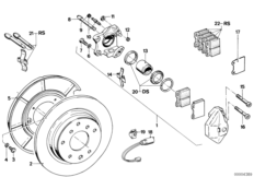 Hamulec tył-okładzina-czujnik (34_0065) dla BMW 5' E12 525 Lim ECE