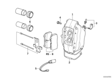 Hamulec przód-okładzina-czujnik (34_0483) dla BMW 8' E31 840i Cou USA