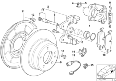 Hamulec tył-okładzina-czujnik (34_0568) dla BMW 3' E36 316g Com ECE