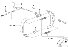 Hamulec postojowy/Szczęka hamulcowa (34_0573) dla BMW 5' E39 530i Tou ECE