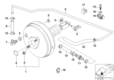 Wspomaganie siły hamowania, podciśn. (34_2333) dla BMW 3' E36 M3 3.2 Cou ECE