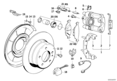 Hamulec tył-okładzina-czujnik (34_0584) dla BMW 6' E24 635CSi Cou ECE