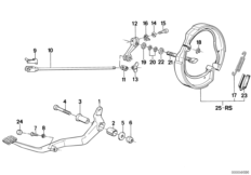 Hamulec tylnego koła-hamulec bębnowy (34_0628) dla BMW K 75 85 (0562,0571) USA