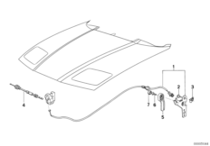 Mechanizm otw. pokrywy silnika (41_0088) dla BMW 8' E31 850Ci Cou USA