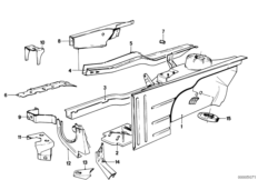 Wnęka koła/łoże silnika (41_0103) dla BMW 6' E24 635CSi Cou USA