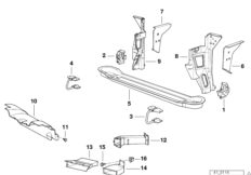 Konstrukcja przednia, poj. części (41_0161) dla BMW 7' E32 740iL Lim USA