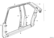 Szkielet boczny (41_0224) dla BMW 5' E12 520i Lim ECE