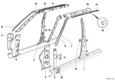 Szkielet boczny, elementy pojed. (41_0233) dla BMW 5' E12 535i Lim ECE