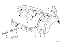 Ścianka działowa bagażnika/wnęki koła (41_0303) dla BMW 5' E28 528e Lim USA