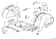 Dno bagażnika/Wnęka koła tylna (41_0314) dla BMW 3' E30 325e 4-d ECE
