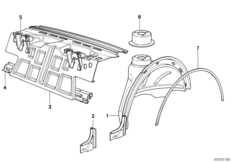 Ścianka działowa bagażnika/wnęki koła (41_0345) dla BMW 6' E24 M635CSi Cou ECE