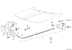 Mechanizm otw. pokrywy silnika (41_0426) dla BMW 3' E21 320i Lim USA