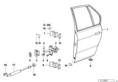 Tylne drzwi - zawias/hamulec drzwi (41_0711) dla BMW 7' E32 735iL Lim USA