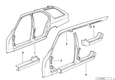 Szkielet boczny (41_0828) dla BMW 5' E34 525tds Tou ECE