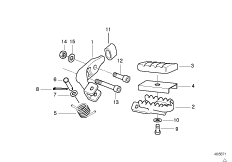 Płyta podnóżka/Podnóżek przedni (46_0275) dla BMW F 650 97 (0162) ECE